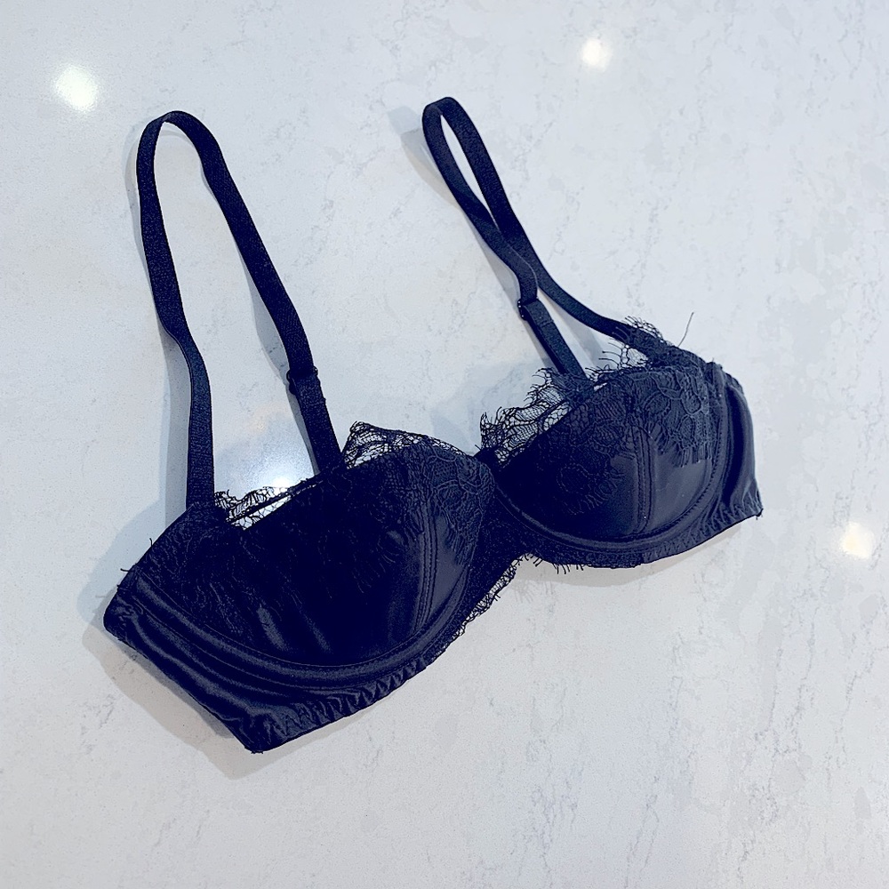 Satin Lace Balconette Bra